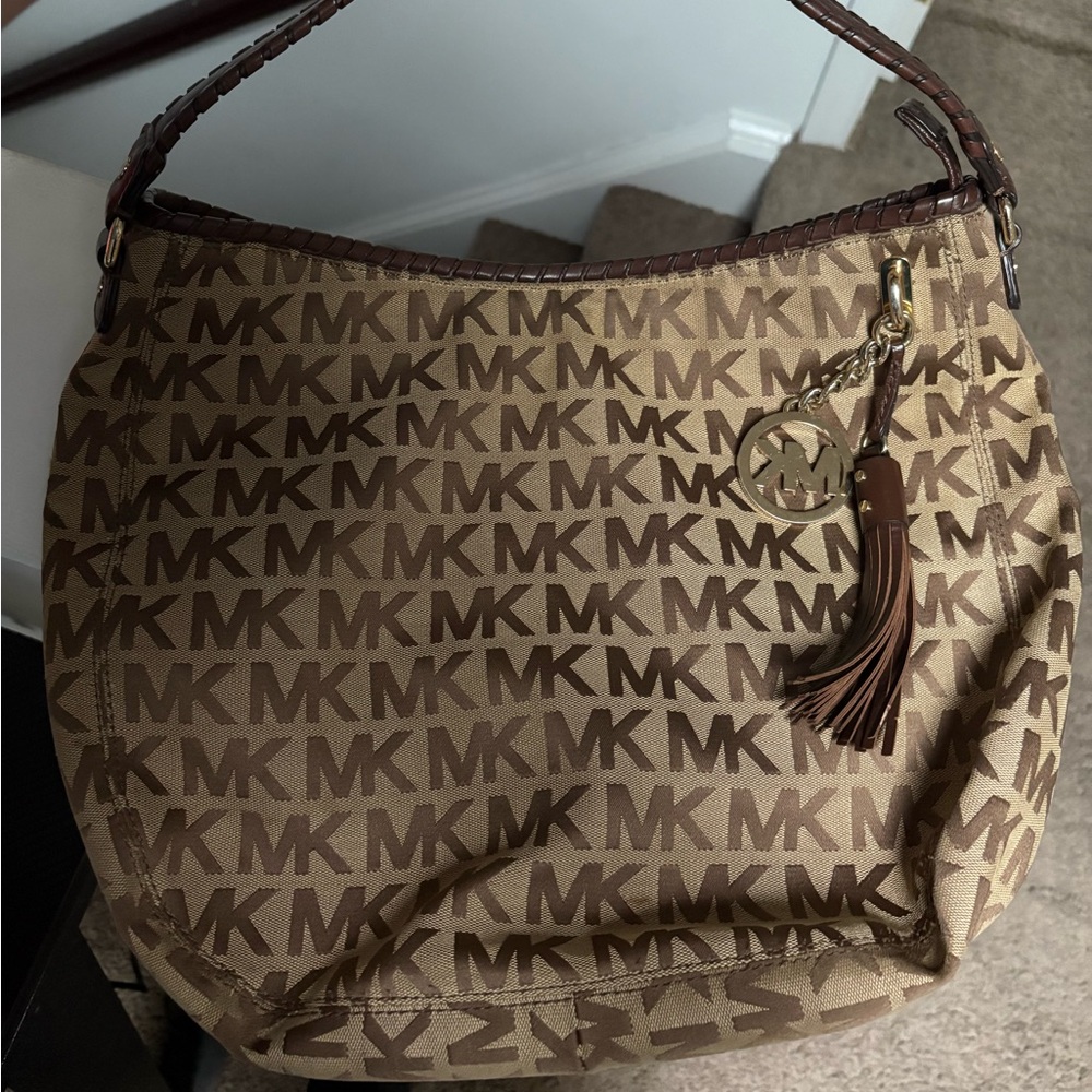 Michael Kors Tan MK Logo Shoulder Bag